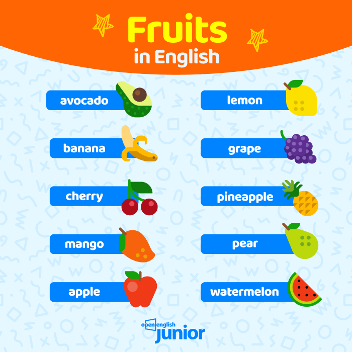 Frutas com Caroço em Inglês Americano e Inglês Britânico